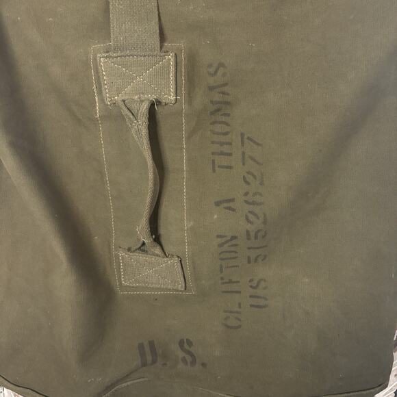 Vietnam War USAF Green Canvas Duffle Bag Granddad Named Original 1960's EXC COND - Picture 2 of 11